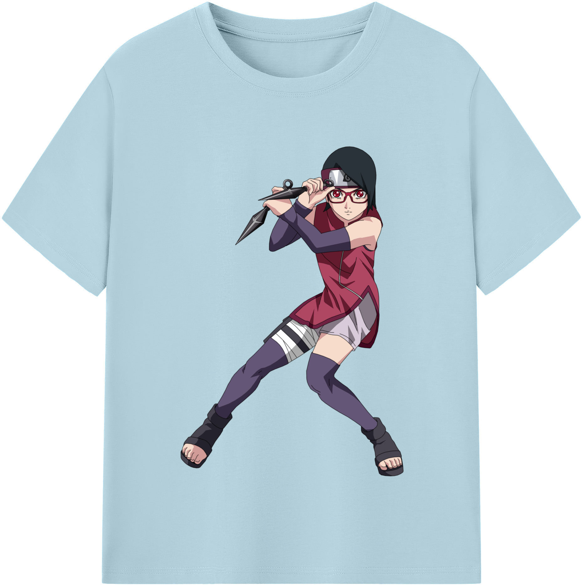 （画像用） NARUTO -ナルト- うちは サラダ Uchiha Sarada 綿100％半袖Tシャツ（フロントプリント）